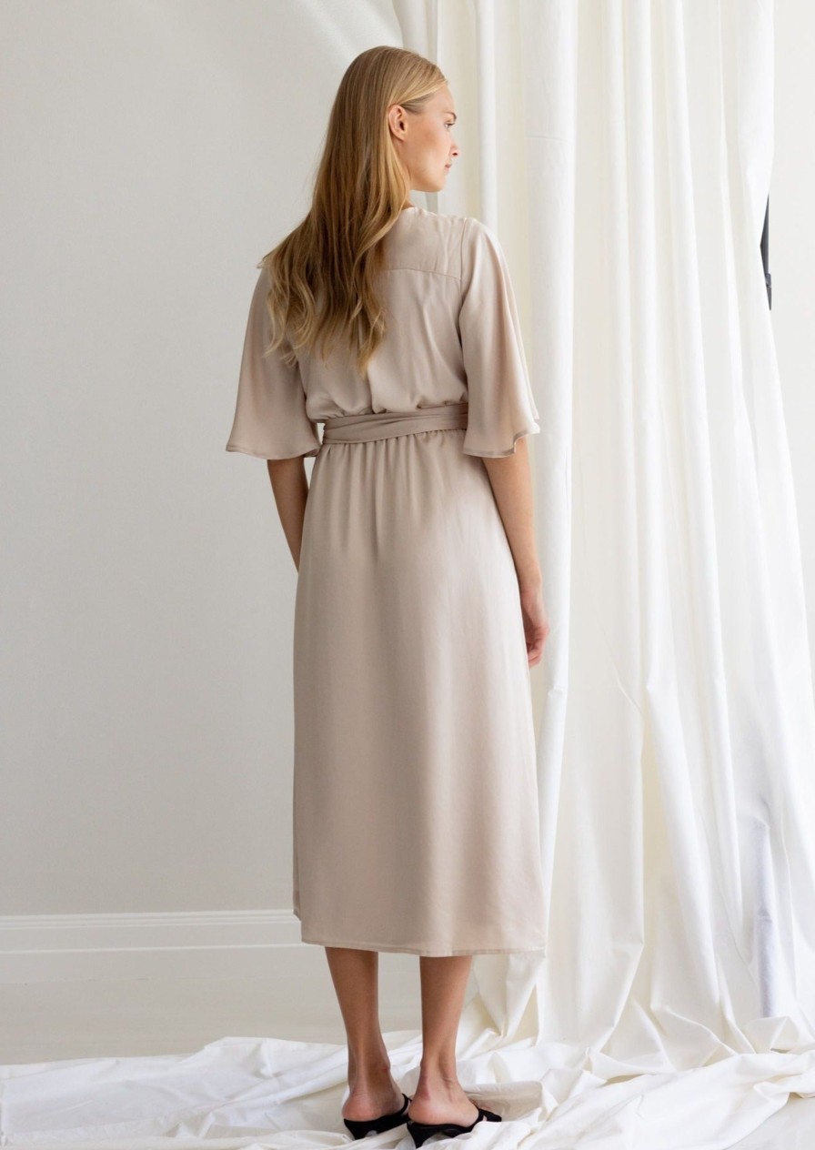 Dresses Katri Niskanen | Inga Satin Midi Dress, Sand